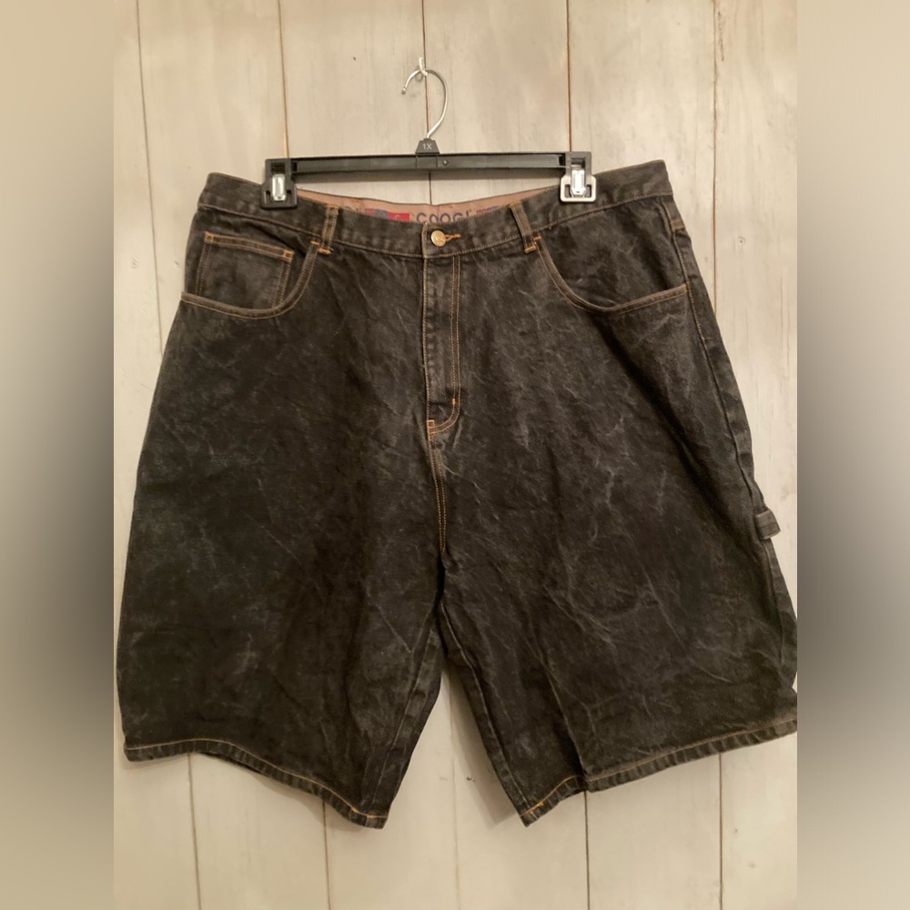 Coogi Denim Jean Shorts Y2K‎ Baggy Logo Embroidered Street Wear Dark Wash Sz-42